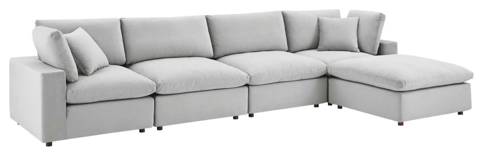 Commix Down Filled Overstuffed Performance Velvet 5 Piece Sectional   Transitional   Sectional Sofas   by PARMA HOME  Houzz