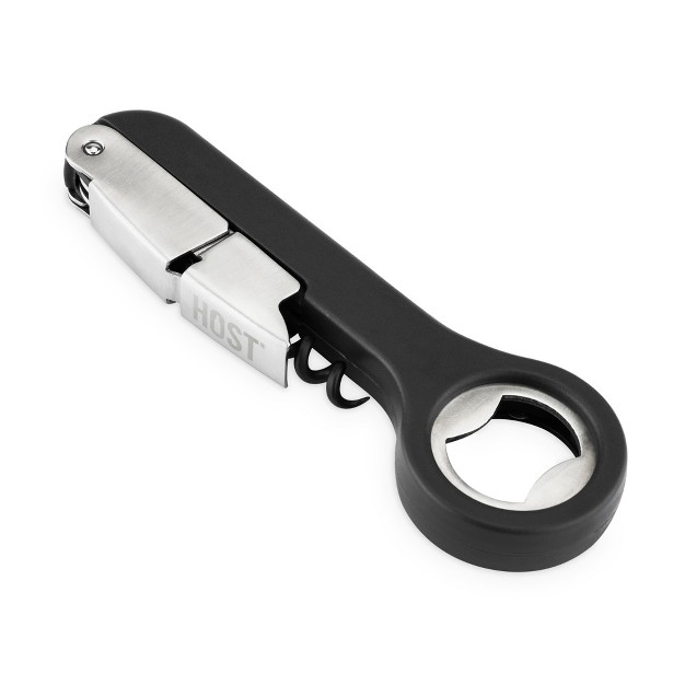 Host Double Hinged Corkscrew Black Bottle Opener And Foil Cutter Wine Key Bar Accessories