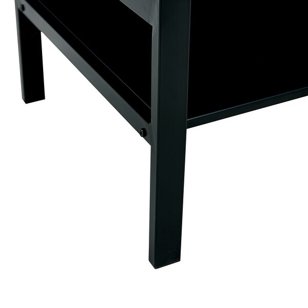 Glass Lift Top Coffee Table， Black