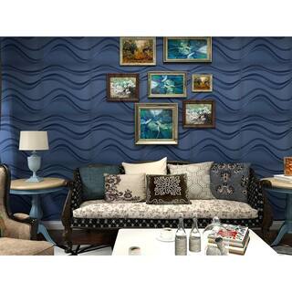 Art3dwallpanels Navy Blue Waver Decorative Wall Panel 3D Wall Tiles 19.7 in. x 19.7 in.( 32 sq. ft.Pack) A10hd003BL