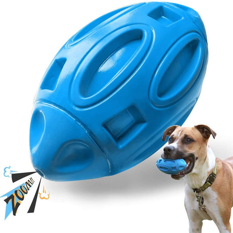 Squeaky Dog Toys Ball， Chew Toys for Large Dogs， Puppy Teething Toys， Durable Indestructible Pet Toys for Medium Big Dogs， Light Blue