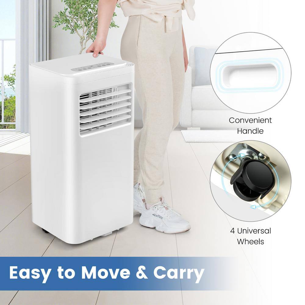 Costway 8000 BTU (DOE) Portable Air Conditioner Cools 250 Sq. Ft. with Dehumidifier Remote in White FP10233US-WH