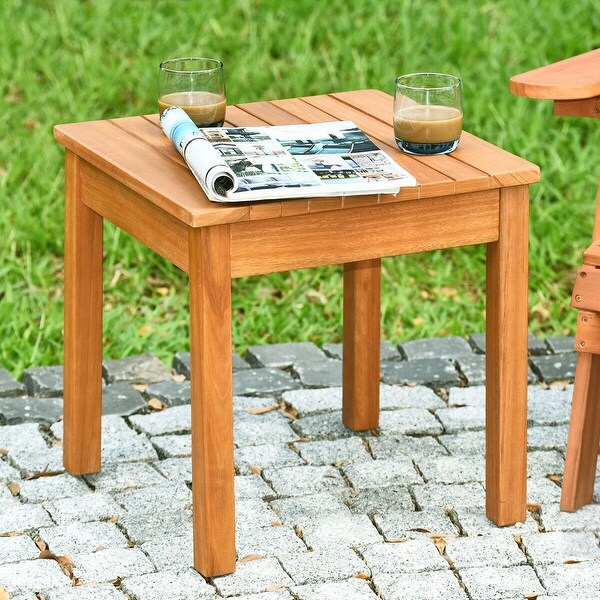 Gymax 2PCS Wooden Square Side End Table Patio Coffee Bistro Table