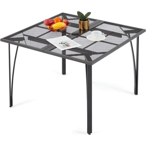 AECOJOY Outdoor Patio Square Dining Table for 4 with 1.6