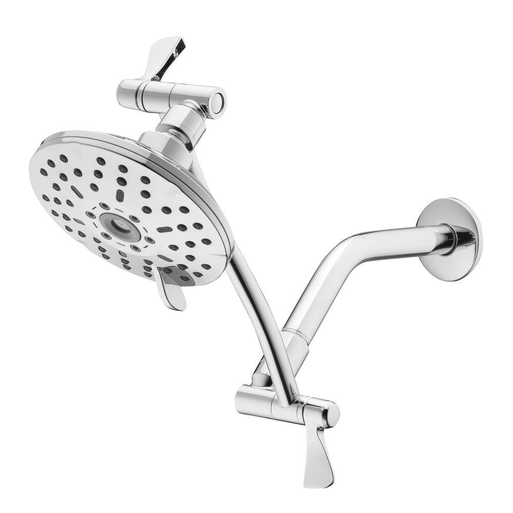 Glacier Bay 3-Spray Patterns with 1.8 GPM 5.4 in Wall Mount Fixed Shower Head with Adjustable Shower Arm in Chrome 3075-512-WS1