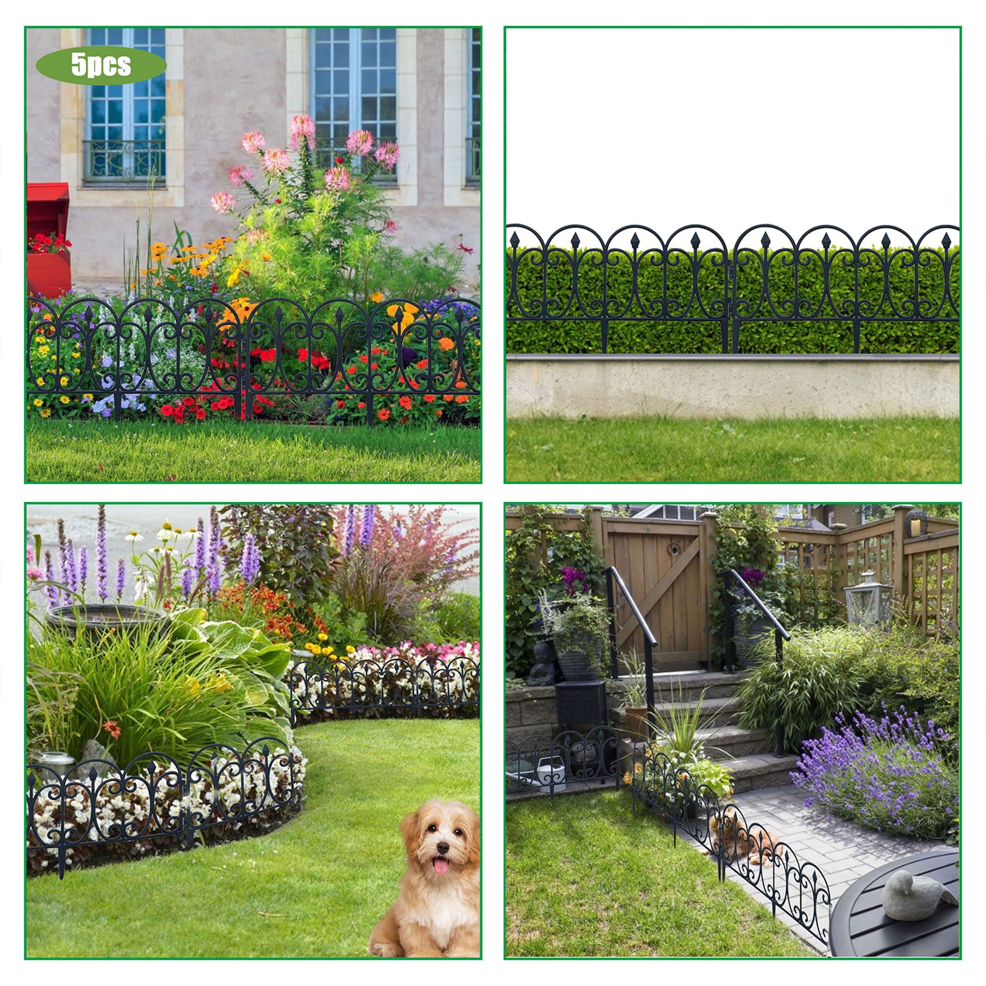 5Pcs Garden Edging Decorative Border Recycled Plastic Landscape Garden Fence,Garden Border Edging Flower Fence