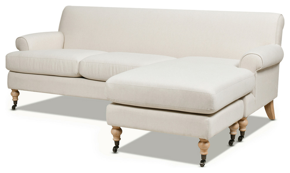 Alana 88 quotL Shape Reversible Sectional Sofa  Light Beige Linen   Traditional   Sectional Sofas   by Jennifer Taylor Home  Houzz