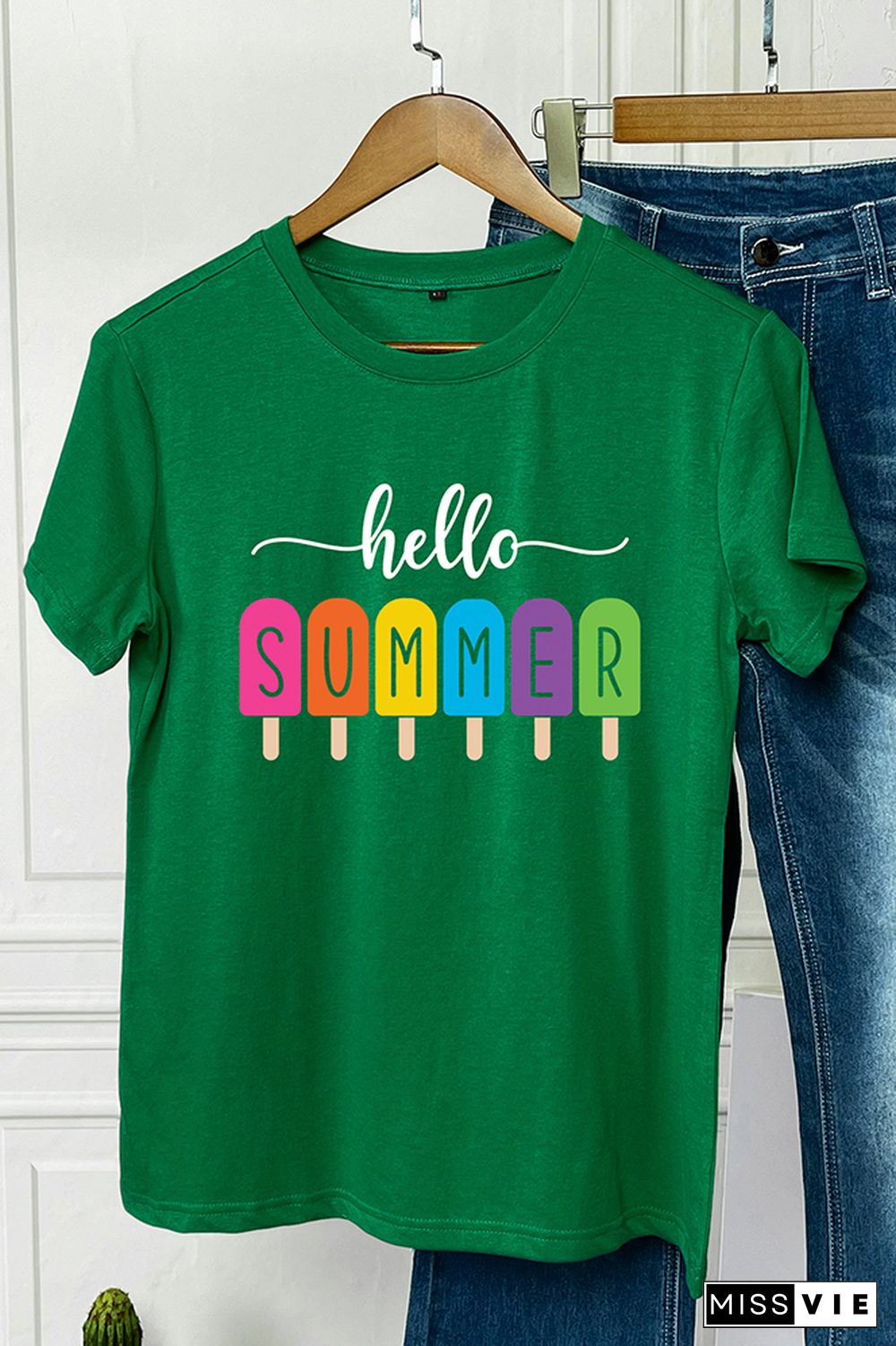 Hello Summer Print Graphic Tee Wholesale