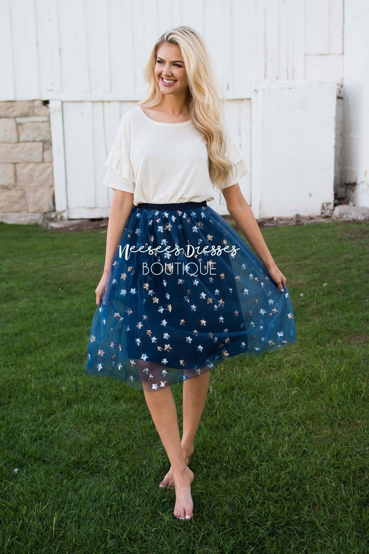 Shine Bright Sequin Star Tulle Skirt