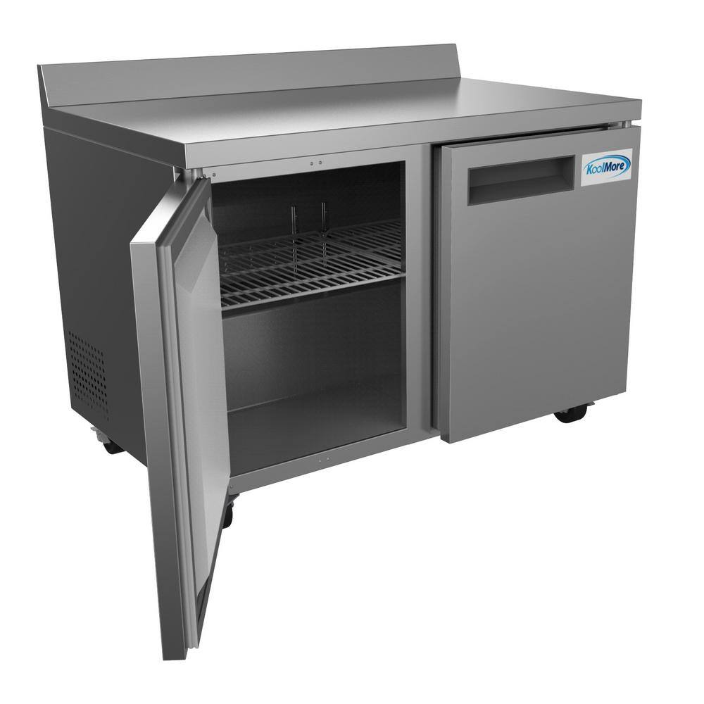 Koolmore 12 cu. ft. Commercial Upright Freezer 2-Door Undercounter with Worktop in Stainless Steel FT48-2S