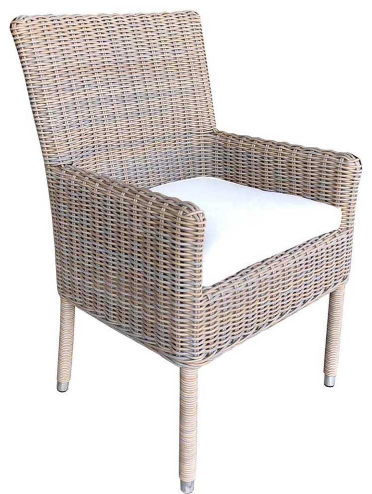 Dining Arm Chair PADMAS PLANTATION BOCA Aluminum Kubu Wicker Rattan   Tropical   Dining Chairs   by EuroLuxHome  Houzz