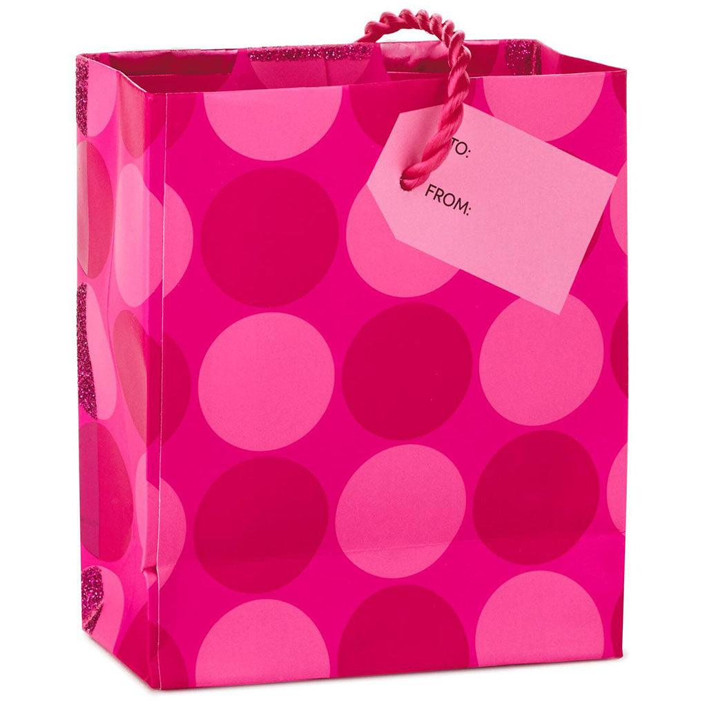 Hallmark  Hot Pink Glitter Dots Gift Card Holder Mini Bag, 4.5