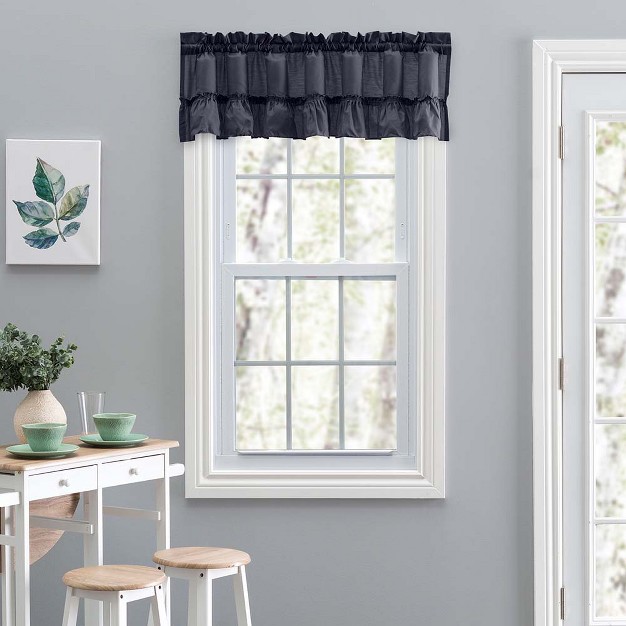 Rod Pocket High Quality Fabric Solid Color Window Ruffled Filler Valance 54 quot x13 quot Navy