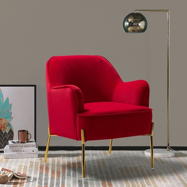 Nora Modern Accent Chair Comfy Velvet with Metal Legs by HULALA HOME