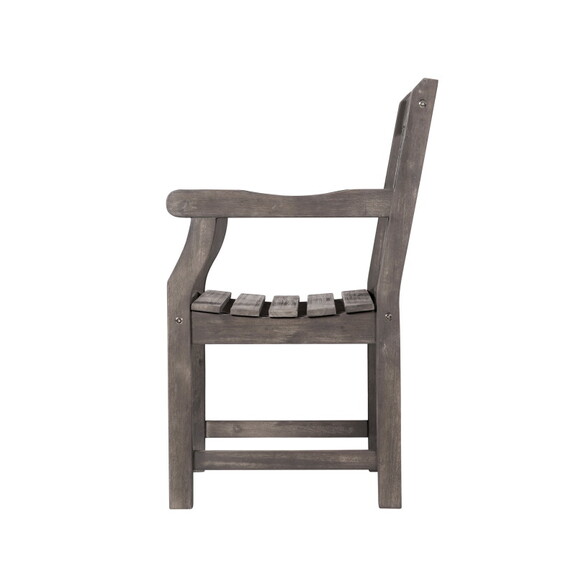 Lidwina Grey washed Farmhouse Wood Patio Armchair ...