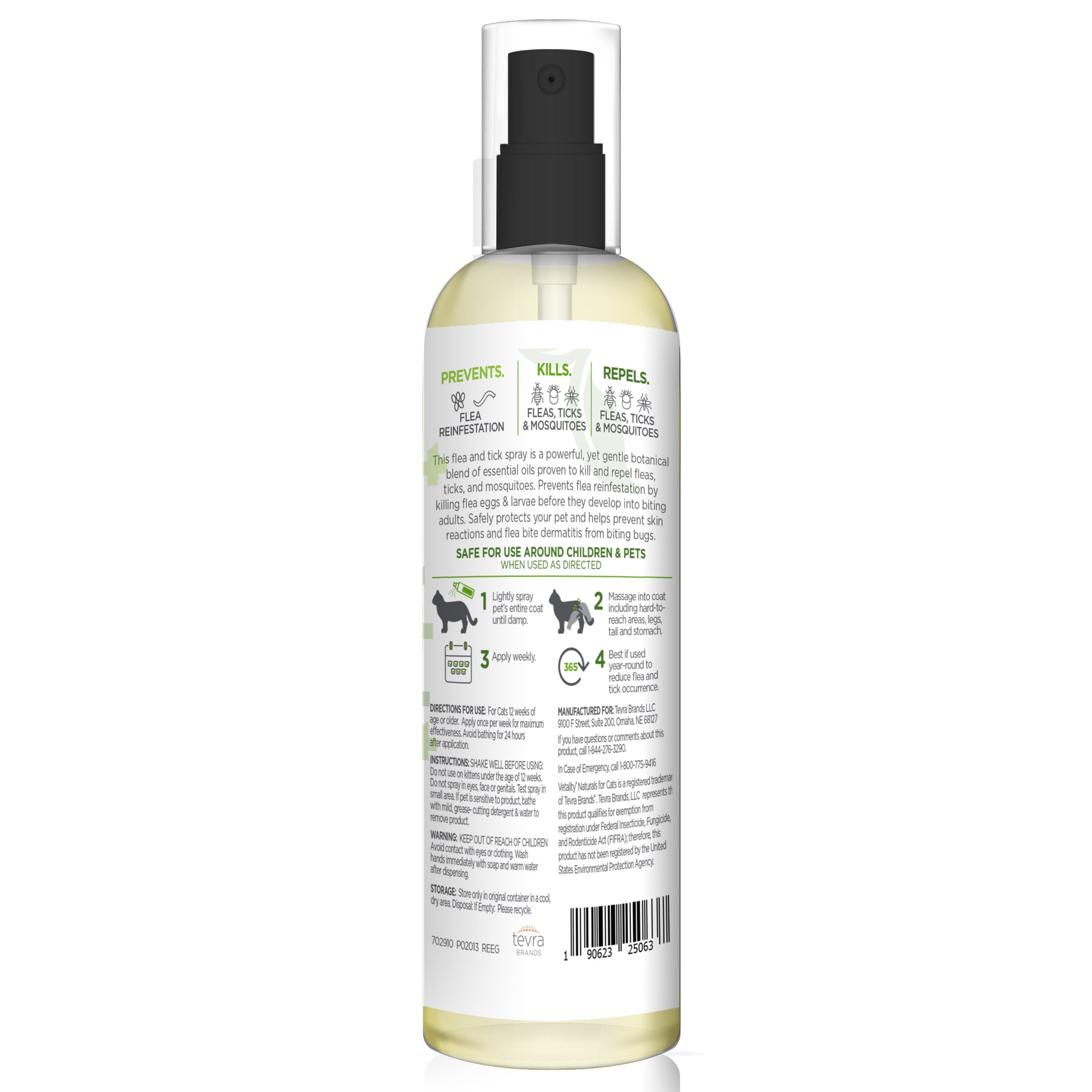 Vetality Naturals Flea  Tick Cat Spray， 8 fl. oz.