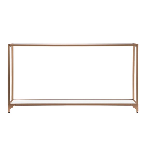 Barley Narrow Metal Console， Gold with White Glass