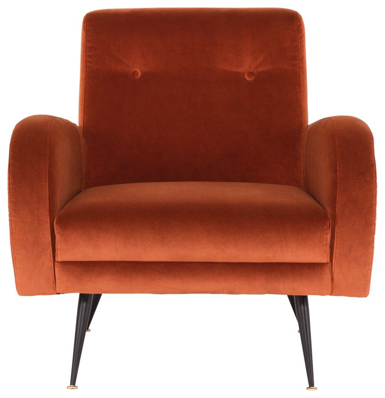 Eunice Occasional Chair Rust Velour   Midcentury   Armchairs And Accent Chairs   by Love Sofa  Houzz