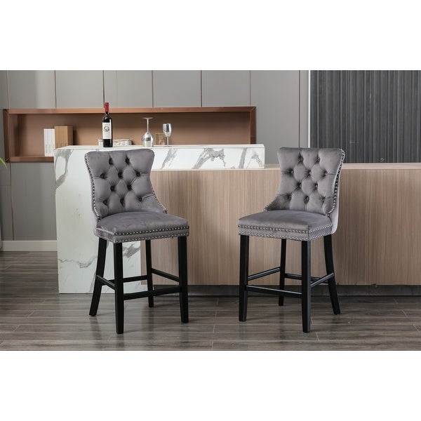 Velvet Upholstered Bar Chairs Set of 2