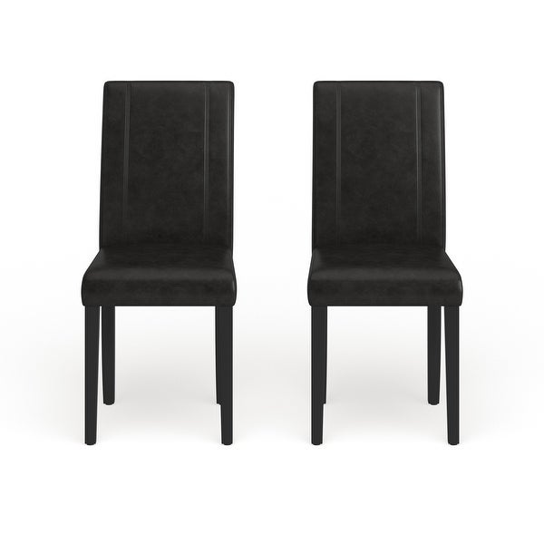 Roundhill Furniture Urban-Style Solid Wood Leatherette Small Padded Parson Chairs (Set of 2)