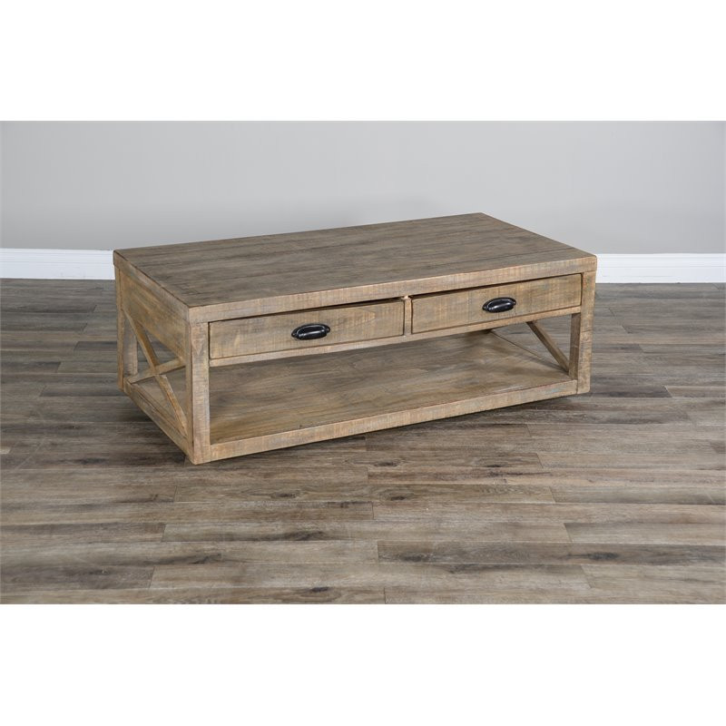 Sunny Designs Durango 48 quotCoastal Wood Cocktail Table in Weathered Brown   Farmhouse   Coffee Tables   by Homesquare  Houzz