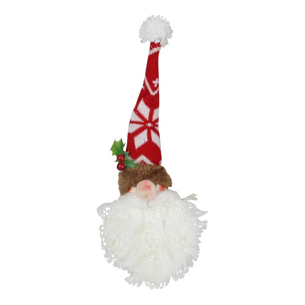 Santa Head With Glittered Foam Beard And Holly Berries Christmas Wall Decor