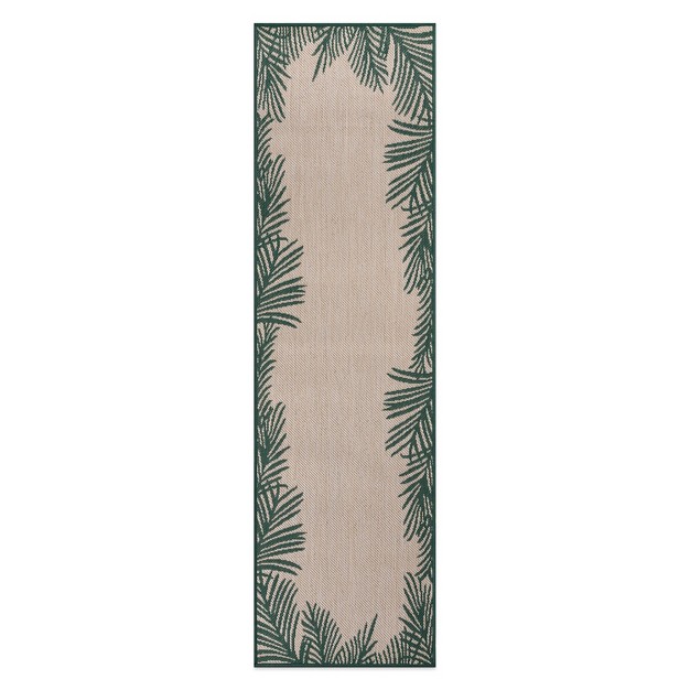 World Rug Gallery Tropical Floral Palm Leaves Textured Flat Weave Indoor outdoor Area Rug