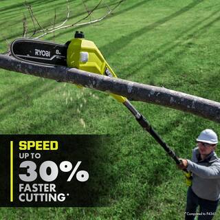 RYOBI ONE+ HP 18V Cordless 10 in. Chainsaw and Whisper Series 8 in. Pole Saw with 4.0 Ah Battery and Charger P2520-PS