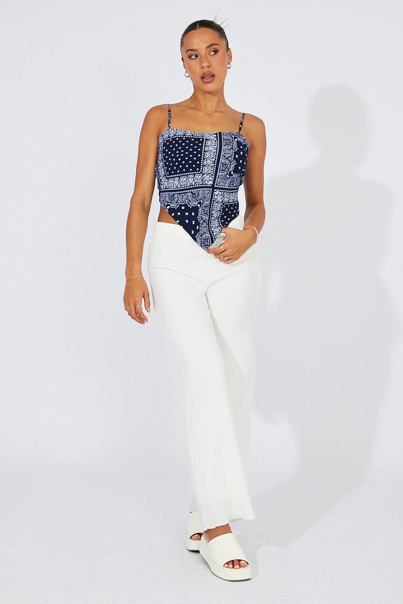White Wide Leg Pants High Rise
