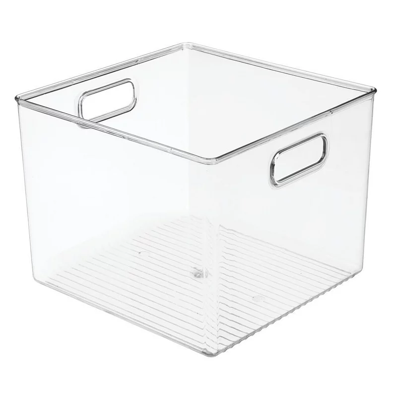 mDesign 10 x 10 x 7.75 Plastic Closet Storage Organizer Bin Basket with Built-In Handles