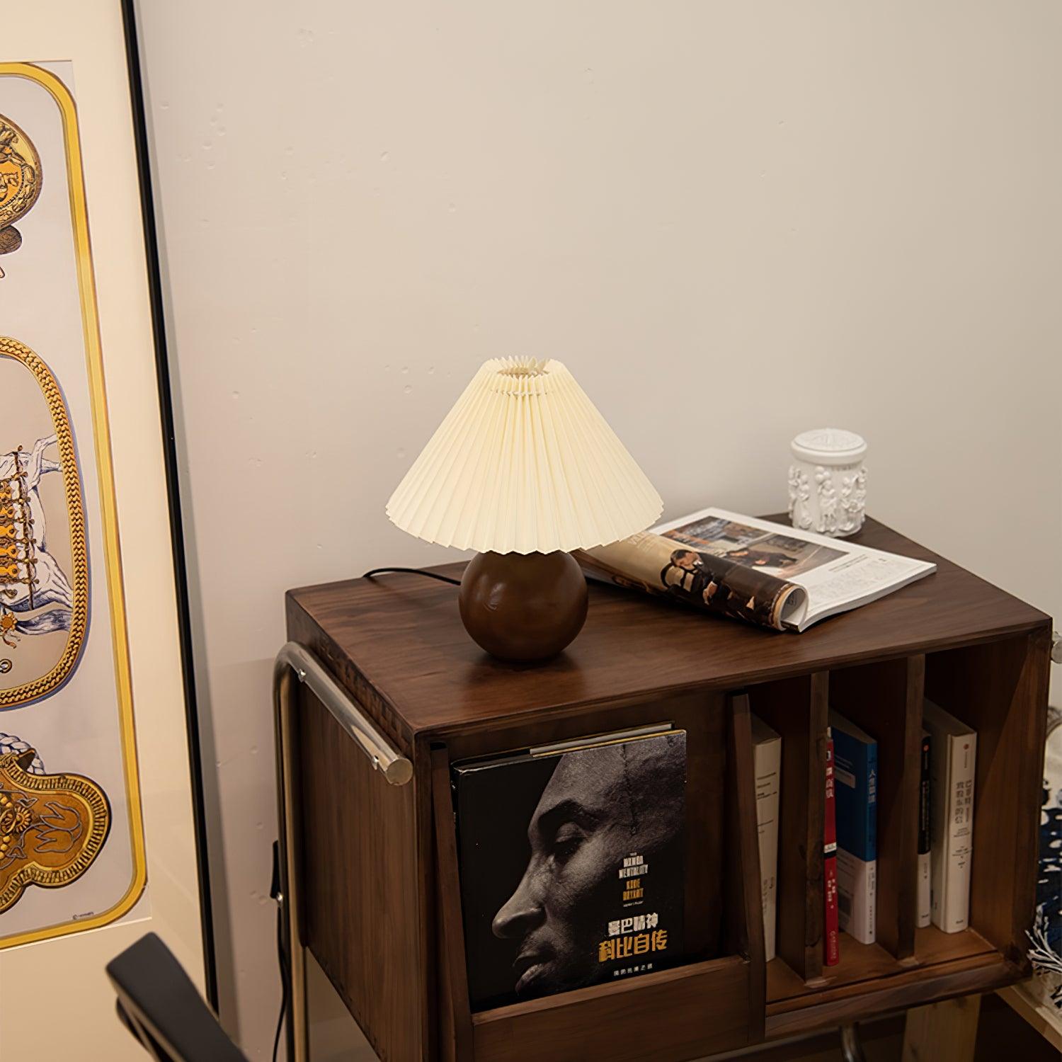 Wooden Pleated Table Lamp