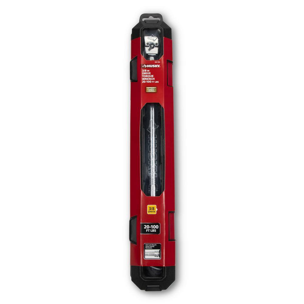 Husky 20 ft.lbs. to 100 ft.lbs. 38 in. Drive Torque Wrench H3DTWA-03