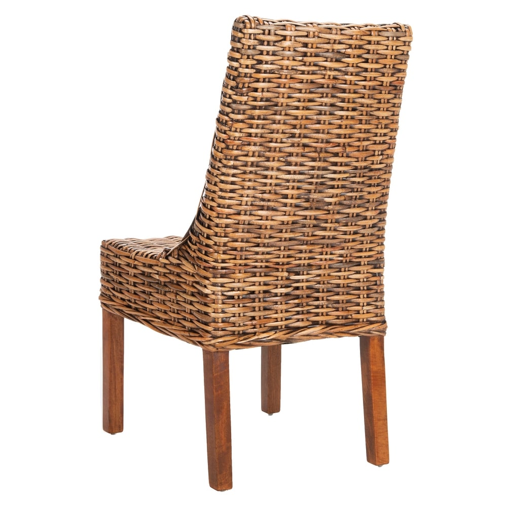 SAFAVIEH Dining Rural Woven St Thomas Indoor Wicker Brown Sloping Arm Chairs (Set of 2)   20\