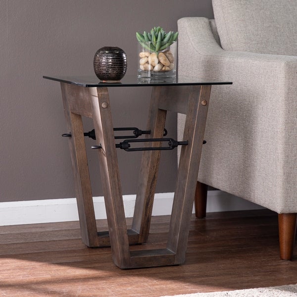 SEI Furniture Garanger Reclaimed Wood Side Table