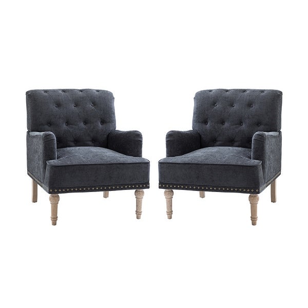 Geltrude Traditional Upholstered Accent Chair with Button Tufted Back Set of 2 by HULALA HOME