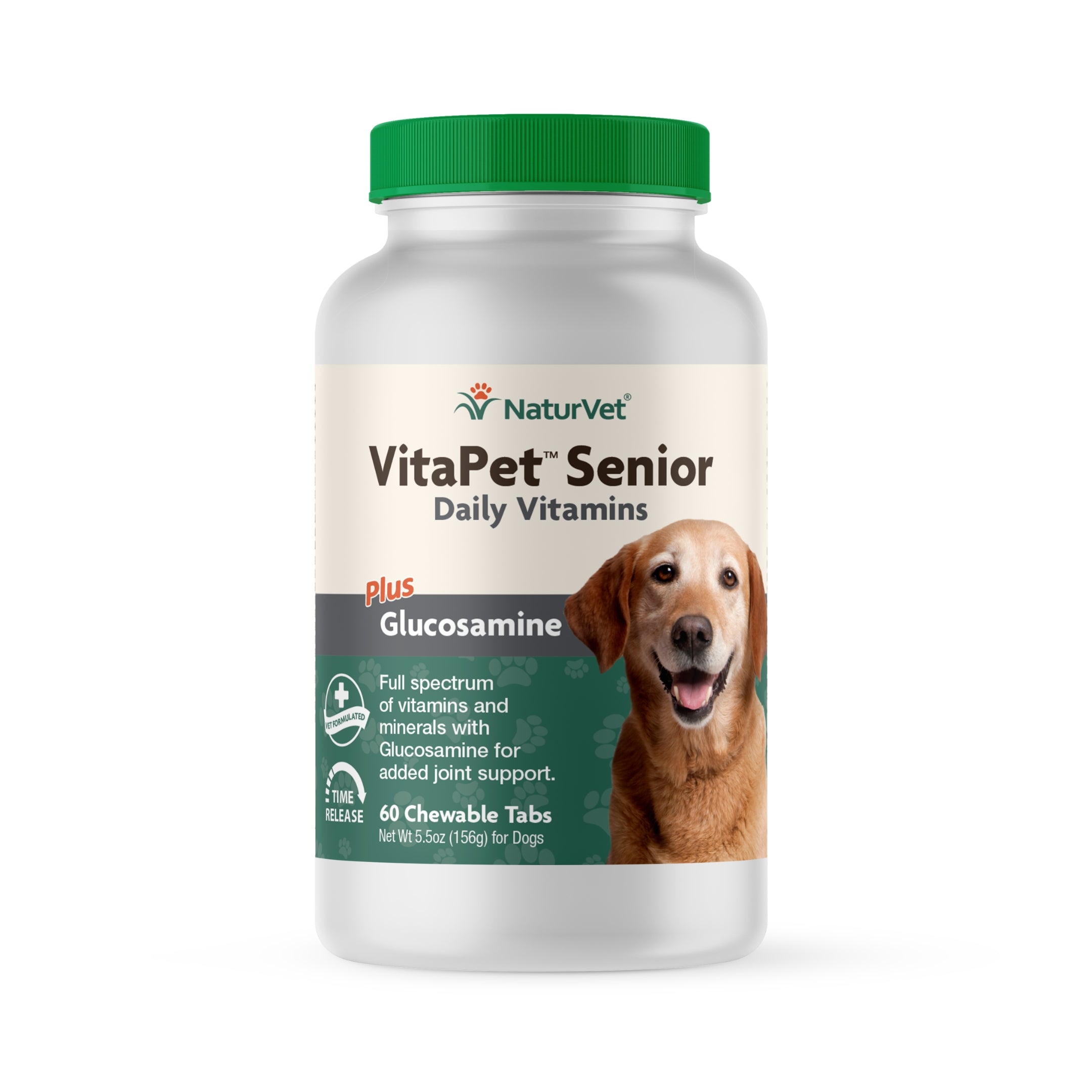 NaturVet VitaPet Senior Daily Vitamins Plus Glucosamine for Dogs， 60 c