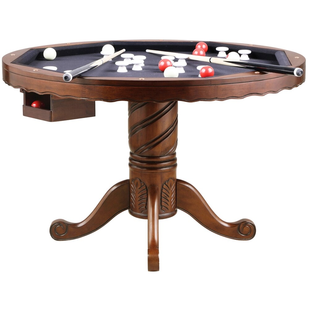 Poker and Bumper Pool 5 piece Gaming Table Set with Black Leatherette Arm Chairs   1 Table  4 Chairs