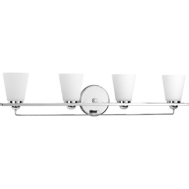 Progress Lighting Flight 4 light Bath Vanity Polished Chrome Glass Shade Included