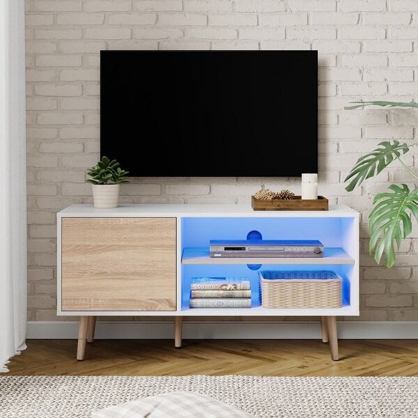 Mid Century Modern TV Stand for up to 85 inch 2 in 1 Media Console