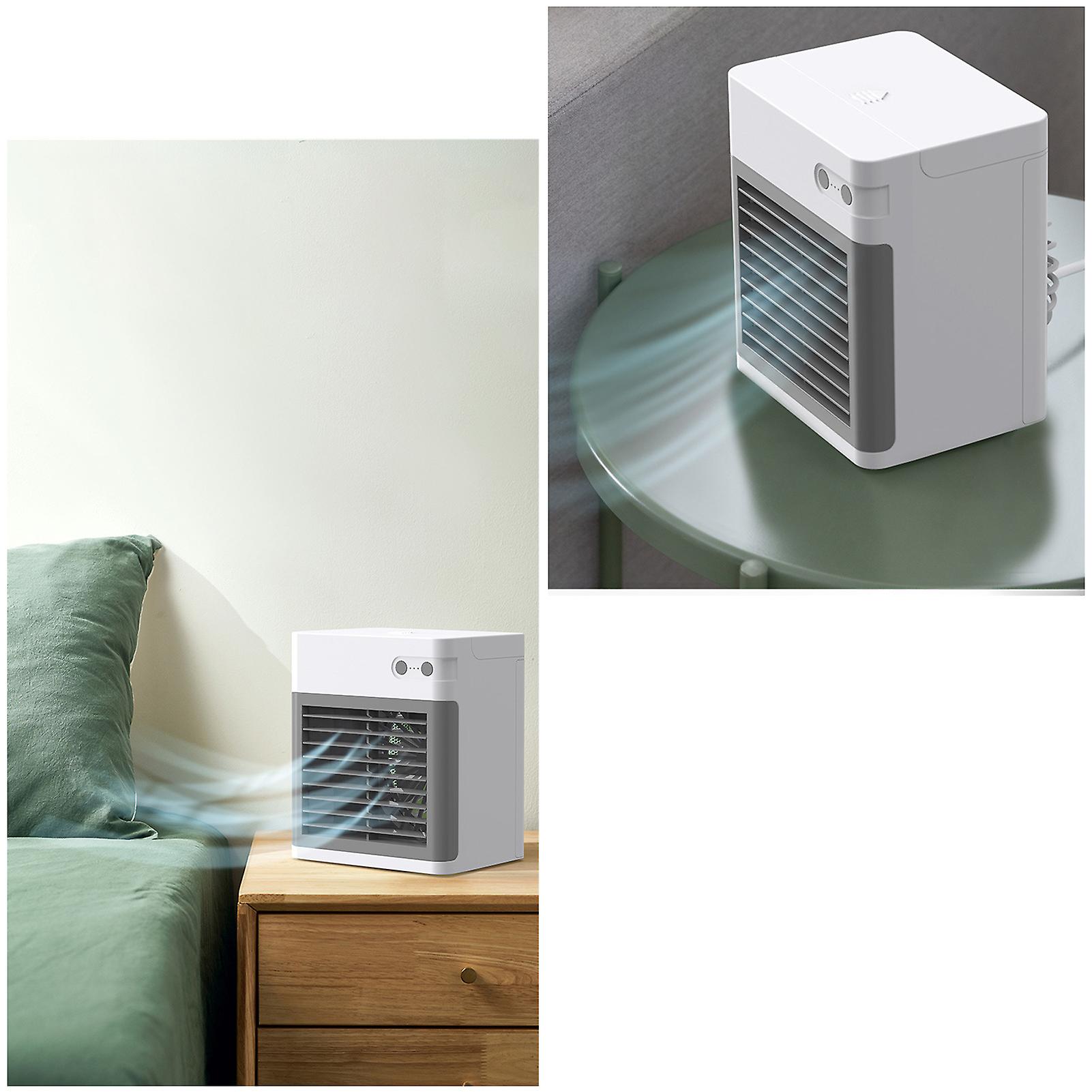 Green Mini Usb Air Cooler Portable Air Conditioner Personal Evaporative Cooler Small Fan Humidifier With Night Light 3 Speeds For Home Bedroom Office