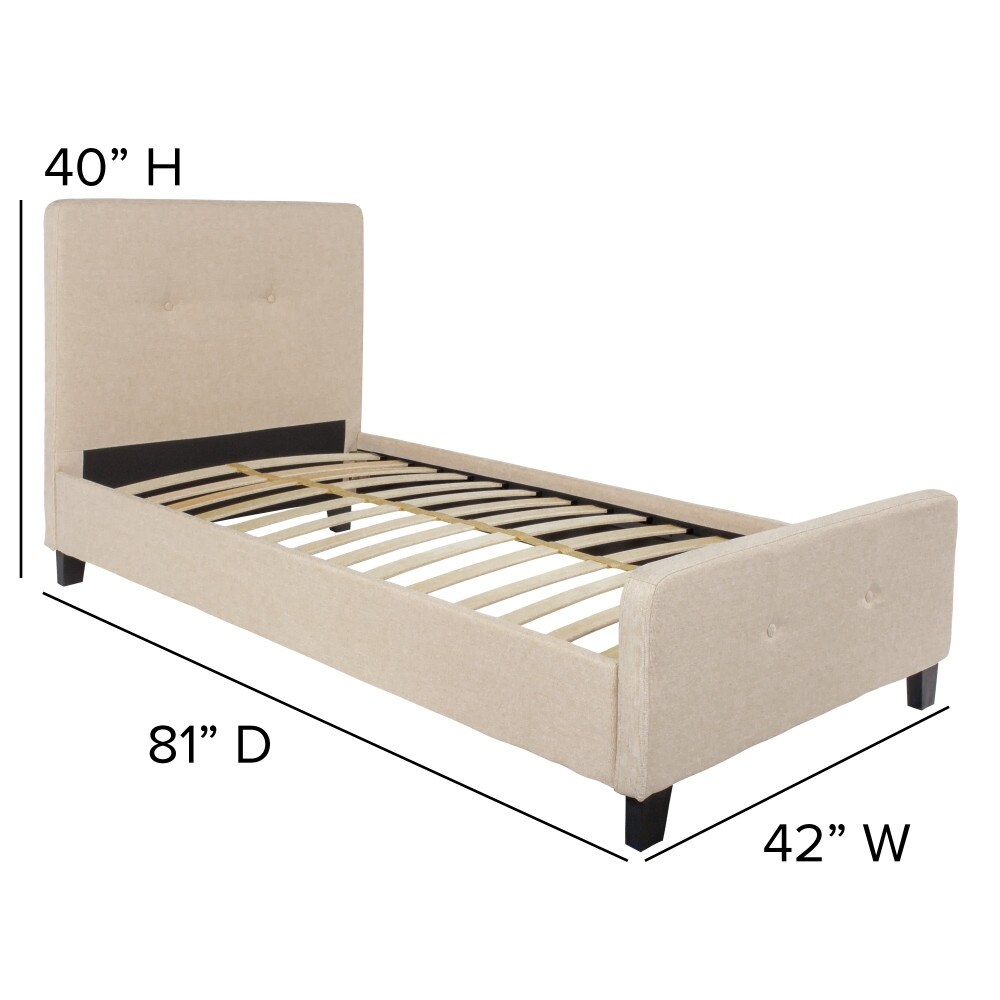 Button Tufted Upholstered Casual Style Platform Bed