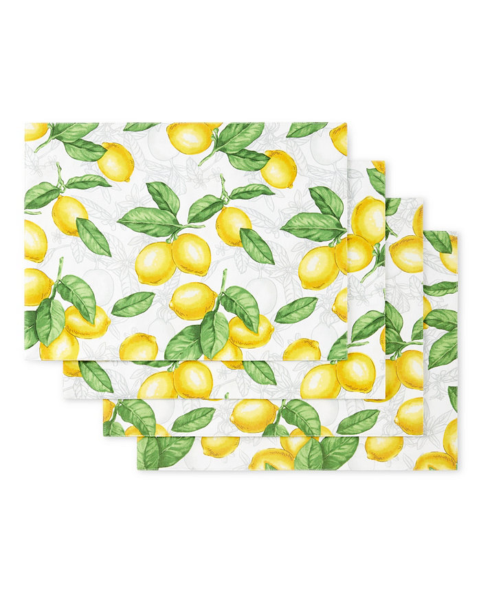 Martha Stewart Lots of Lemons Placemat 4-Pack Set 13 x 17.5