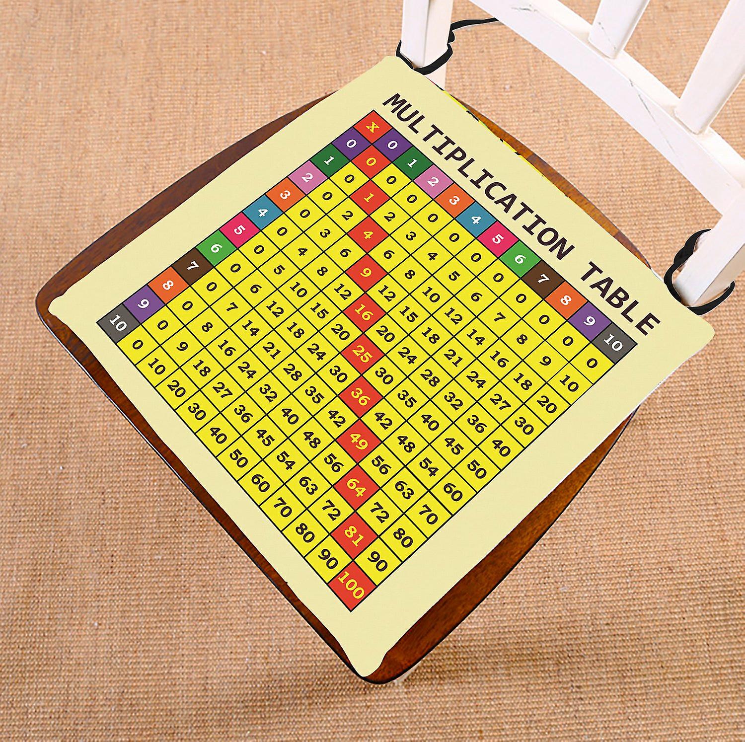 Educational Chair Pad， Multiplication Table For Smart Adults And Children Seat Cushion Chair Cushion Floor Cushion 40x40 Cm