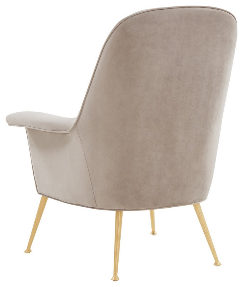 Bethany Velvet Arm Chair Pale Taupe   Midcentury   Armchairs And Accent Chairs   by V.S.D Furniture  Houzz