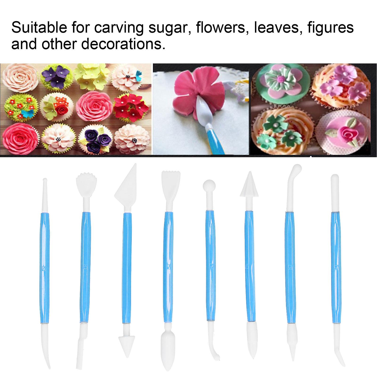 8 Pieces Cake Decorating Tools， Fondant Modeling Set Cookie Sculpting Tools For Diy Cake Sugar Gum Paste Bakery Decorating Supplies[blue]