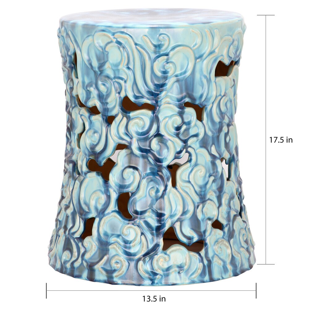 SAFAVIEH Ocean Cloud Blue Ceramic Decorative Garden Stool