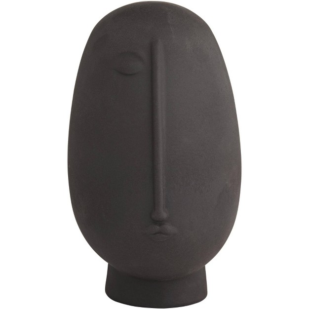 High Black Ceramic Head Figurine