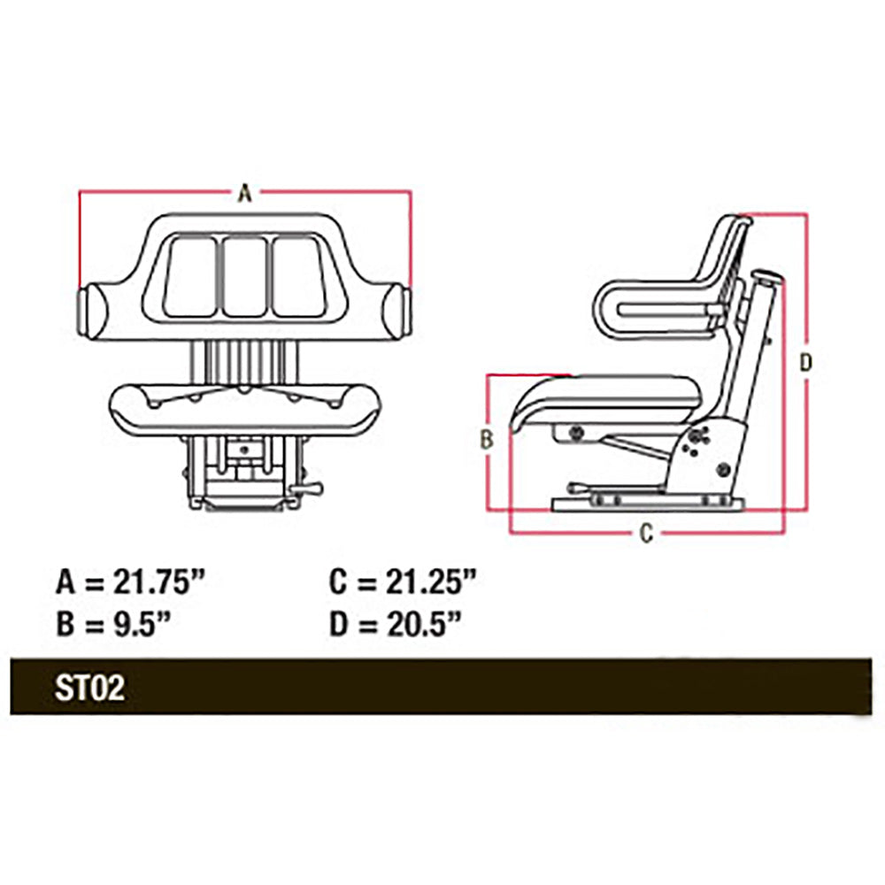 R1262 Utility Seat Assembly - Yellow Fits John Deere