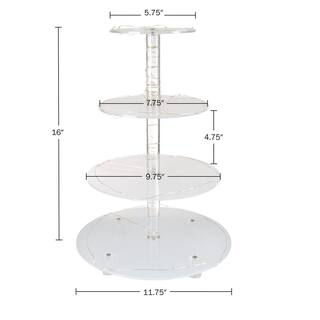 4-Tier Clear Acrylic Round Cupcake Display and Cake Stand with Yellow LED Lights 83-DT6148