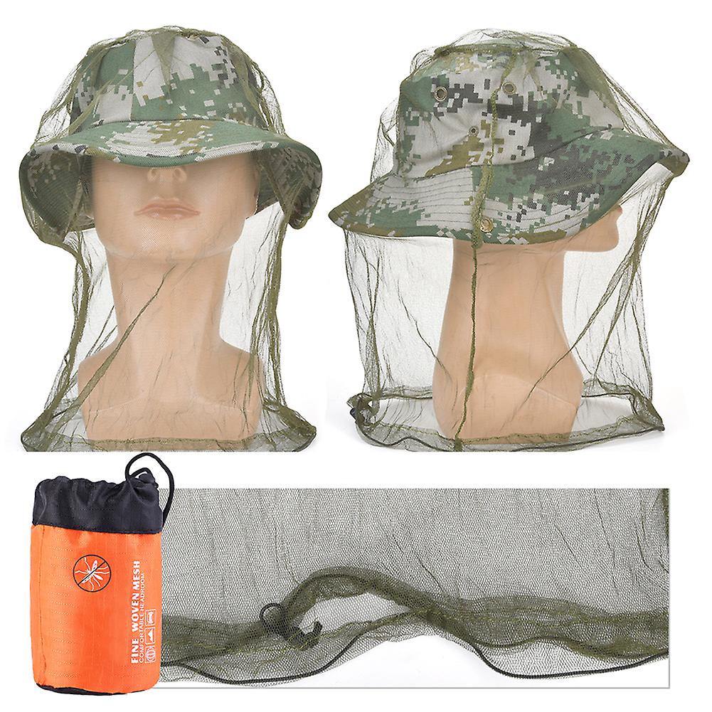 5pcs Outdoor Anti-dust Breathable Anti-mosquito Mesh Hat Insect Prevention Net Anti-bee For Fishing Travelgreen